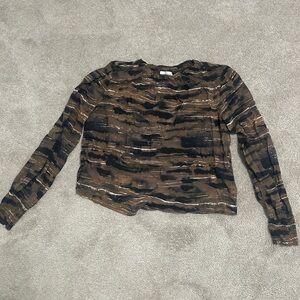 Cloth & Stone Brown and Black Blouse